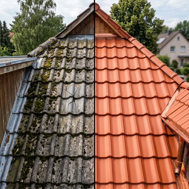 Dach vorher und nachher Vergleich